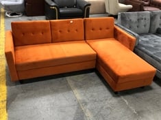 DESTIN BURNT ORANGE VELVET CORNER SOFA WITH CHAISE - RRP £600