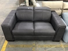 MASON 2 SEATER SOFA IN RELAXED MATT CHARCOAL LEATHER - RRP £1099