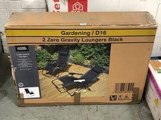 BLACK ZERO GRAVITY OUTDOOR RELAXER CHAIRS - 2 PACK