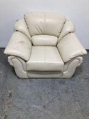 NAPLES LEATHER ARMCHAIR IN CREAM - RRP £799