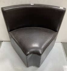 ROUND BACK CORNER CHAIR IN SHINY BROWN LEATHER