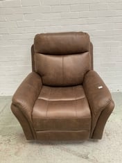 MONTE RECLINER ARMCHAIR IN FAUX BROWN SUEDE - RRP £399