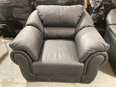 NAPLES LEATHER ARMCHAIR IN BLACK - RRP £799 (LOCATION D)