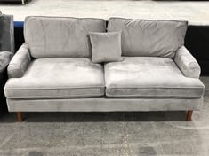 PAYTON LIGHT GREY VELVET 3 SEATER SOFA - RRP £357