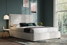 KNIGHTS LIGHT GREY VELVET KING SIZE OTTOMAN BED FRAME - RRP £850 (KERBSIDE PALLET DELIVERY)