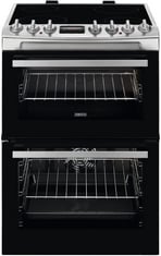 ZANUSSI 60CM DOUBLE OVEN IN BLACK WITH CERAMIC HOB - MODEL NO. ZCV69360XA - RRP £649