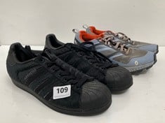 ADIDAS SUPERSTAR TRAINERS BLACK SIZE 7 TO INCLUDE SCOTT SUPERTRAC 2.0 GTX TRAINERS BLUE/RED SIZE 4.5