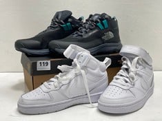 NIKE HI-TOP TRAINERS WHITE SIZE 3 TO INCLUDE NORTH FACE BOOTS BLACK/GREY SIZE 3