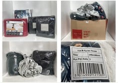 BOX OF ASSORTED BEDDING TO INCLUDE SLEEPDOWN ESSENTIAL DOUBLE DUVET SET CHARCOAL