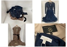 MAYA DELUXE PETITE EVENING GOWN NAVY BLUE SIZE 6 TO INCLUDE COLLECTION EVENING GOWN BRONZE SEQUIN SIZE 24