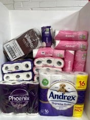 QTY OF ASSORTED TOILET ROLLS/TISSUE TO INCLUDE ANDREX ULTIMATE QUILTS 9 ROLLS