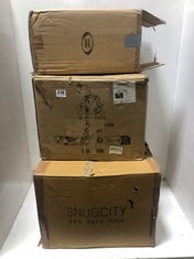 3 X ASSORTED ITEMS TO INCLUDE SNUGCITY KNITTED POUFFE TAN