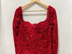 FAERIESTY EVENING GOWN RED SEQUIN SIZE LG