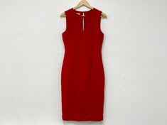 HOBBS WOMENS ROUND NECK SLEEVELESS DRESS IN RED SIZE 10