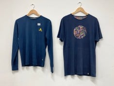 MONEY T-SHIRT NAVY BLUE WITH YELLOW LOGO SIZE SM TO INCLUDE PRETTY GREEN T-SHIRT NAVY BLUE WITH MULTI LOGO SIZE M