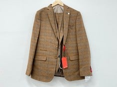 KNIGHTHOOD PERCY 3-PIECE SUIT OAK JACKET & WAISTCOAT SIZE 40R, TROUSERS SIZE 34R RRP- £169