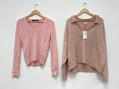 RALPH LAUREN SPORT CABLE KNIT V-NECK JUMPER PINK SIZE SM TO INCLUDE JAEGER KNIT SWEATER PINK SIZE XL