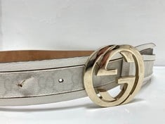 GUCCI LEATHER BELT WHITE WITH GOLD LOGO BUCKLE RRP- £168