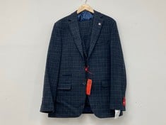 KNIGHTHOOD TRISTAN 3 PIECE SUIT NAVY TWEED CHECK JACKET & WAISTCOAT SIZE 40R, TROUSERS SIZE 34R RRP- £200