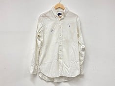 RALPH LAUREN POLO CLASSIC FIT LONG SLEEVE SHIRT WHITE WITH NAVY LOGO SIZE 15.5/34