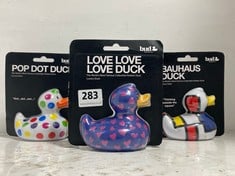 4 X ASSORTED BUD RUBBER DUCKS TO INCLUDE POP DOT DUCK