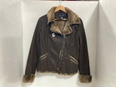 ARMANI JEANS FAUX FUR LINED SHEEPSKIN JACKET BROWN SIZE EU-46 RRP- £200