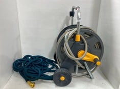 HOZELOCK REEL WITH HOSE TO INCLUDE FLEXI HOSE PIPE AQUA BLUE/BLACK