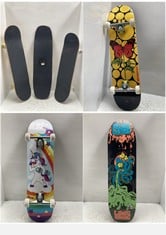 4 X ASSORTED SKATE BOARDS TO INCLUDE MINDLESS LONGBOARDS OCTOPUS (NO WHEELS)