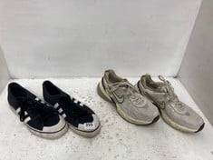 NIKE TRAINERS OFF-WHITE/BEIGE SIZE 7.5 TO INCLUDE ADIDAS NIZZA TRAINERS BLACK CANVAS/WHITE SIZE 9