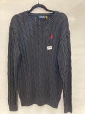 RALPH LAUREN POLO CABLE KNIT JUMPER BLACK SIZE LG