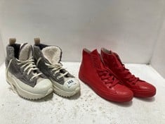 CONVERSE ALL STAR RUBBER HI-TOPS RED SIZE 6 TO INCLUDE CONVERSE ALL STAR RUN STAR HIKE HI-TOPS GREY FLEECE/CREAM SIZE 4.5