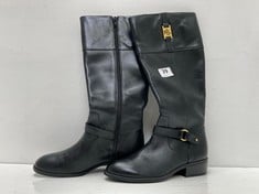 RALPH LAUREN KNEE HIGH BOOTS BLACK WITH GOLD LOGO BUCKLE SIZE 7B