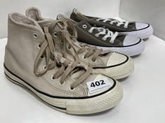 CONVERSE ALL STAR CHUCK TRAINERS DARK GREY CANVAS/WHITE SIZE 3 TO INCLUDE CONVERSE ALL STAR HI-TOPS STONE LEATHER/CREAM SIZE 4