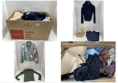 BOX OF APPROX 20 X ASSORTED ADULT CLOTHING TO INCLUDE JUICY COUTURE ZIPPED HOODIE NAVY BLUE VELOUR SIZE SM