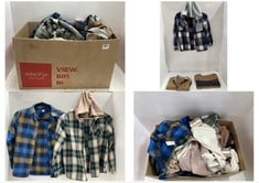 BOX OF APPROX 30 X ASSORTED KIDS CLOTHING TO INCLUDE TU LONG SLEEVE SHIRT NAVY/GREEN CHECK SIZE 10YRS