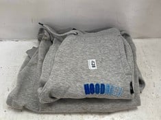 HOODRICH CUFFED JOGGERS & HOODIE LIGHT GREY MARL WITH BLUE LOGO SIZE M