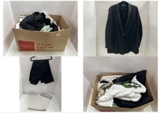 BOX OF APPROX 20 X ASSORTED ADULT CLOTHING TO INCLUDE BMW BUILDERS WORKWEAR TROUSERS BLACK SIZE 34 SHORT