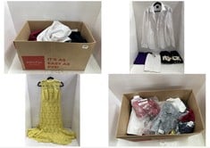 BOX OF APPROX 20 X ASSORTED ADULT CLOTHING TO INCLUDE DOBELL LONG SLEEVE FRILL SHIRT WHITE SIZE 17.5/44CM