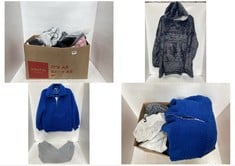 BOX OF APPROX 20 X ASSORTED ADULT CLOTHING TO INCLUDE H&M SWEATER LIGHT GREY MARL WITH NEW YORK LOGO SIZE EUR-M