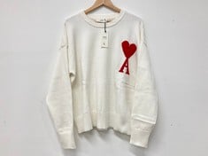 AMI ALEXANDRE MATTIUSSI KNIT SWEATER WHITE SIZE LG RRP- £365