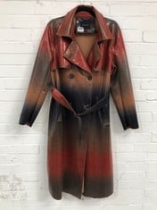 ANGELEYE PU SNAKE SKIN TEXTURED TRENCH COAT BROWN/BLACK/RED SIZE 16