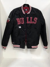 PRIMARK NBA BULLS BOMBER JACKET BLACK WITH RED LOGO SIZE XS