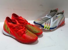 ADIDAS PREDATOR FOOTY BOOTS RED/GREEN SIZE 8 TO INCLUDE ADIDAS PREDATOR FOOTY BOOTS WHITE/MULTI SIZE 5