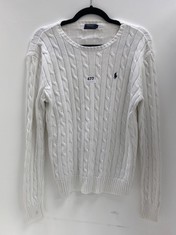 RALPH LAUREN POLO CABLE KNIT JUMPER WHITE SIZE LG RRP- £189