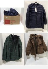 BOX OF 5 X ASSORTED COATS TO INCLUDE WATER RESISTANT COAT IN NAVY SIZE 3XL