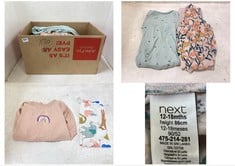 BOX OF APPROX 30 X ASSORTED KIDS CLOTHING TO INCLUDE NEXT SWEATER PALE PINK WITH RAINBOW LOGO SIZE 12-18MTHS