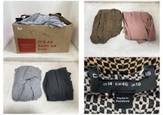 BOX OF APPROX 20 X ASSORTED ADULT CLOTHING TO INCLUDE H&M TROUSERS DARK GREY PIN STRIPE SIZE EUR-M