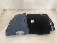 MERCIER CUFFED JOGGERS BLUE TEAL WITH LOGOS SIZE SM TO INCLUDE EMPORIO ARMANI CUFFED JOGGERS BLACK SIZE EU-LG