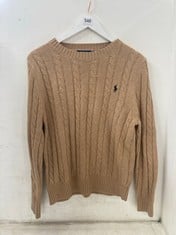 RALPH LAUREN POLO CABLE KNIT SWEATER KHAKI BROWN SIZE XL RRP- £199