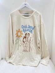 DAMSON MADDER OUT AND ABOUT EMBROIDERED DETAIL LONG SLEEVE T-SHIRT CREAM SIZE XXL